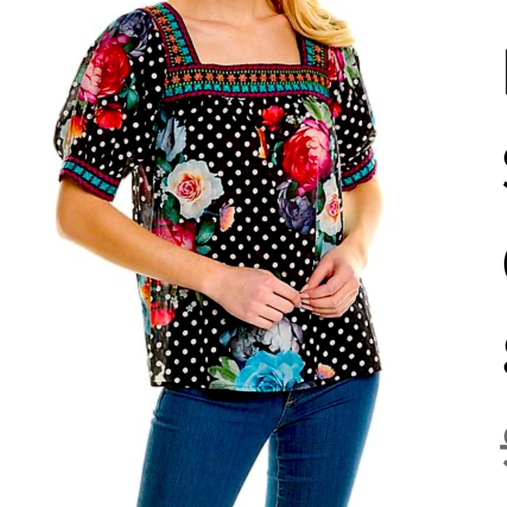 Johnny Was embroidered top.